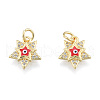 Brass Micro Pave Clear Cubic Zirconia Charms KK-N227-107C-2