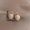 Pineapple Alloy Plastic Imitation Pearl Stud Earrings FS-WG66433-01-5