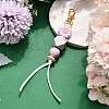Sunflower Silicone & Natural Wood Beads Pendant Decorations HJEW-JM03080-04-1