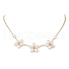 Brass Flower Link Chain Necklace NJEW-TA00196-2