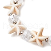 Summer Beach  Starfish Dyed Synthetic Turquoise & Faceted Glass Beaded Stretch Bracelets for Women Men BJEW-JB10454-01-3