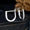3 Pcs Elegant 925 Sterling Silver Clear Cubic Zirconia U-Shaped Hoop Earrings KD8857-2-3