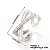 Hip-hop Style X-shaped Brass Micro Pave Clear Cubic Zirconia Cuff Rings for Women DB5338-1-3