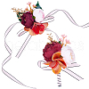 CRASPIRE 2Pcs 2 Style Silk Cloth & Plastic Imitation Flower Wrist Corsage & Corsage Boutonniere AJEW-CP0007-26A-1