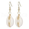 Natural Shell & Pearl Dangle Earrings EJEW-JE05435-1