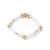 Glass Bugle & Brass Beads Stretch Rings for Women RJEW-JR00692-4
