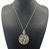 Alloy Pave Natural Abalone Shell Pendant Necklaces FH7410-2-1