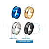 4Pcs 4 Colors Stainless Steel Grooved Finger Ring Settings STAS-TA0002-14A-7