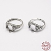 Adjustable Thailand 925 Sterling Silver Finger Ring Components STER-P033-31AS-5