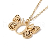 Initial Letter with Butterfly Pendant Necklace NJEW-C026-01G-O-3