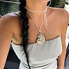 Bohemian Style Alloy Conch Shell Shaped Pendant Waxed Cord Wrap Necklaces for Women WG2E11B-08-1