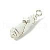 2Pcs Electroplated Natural Quartz Crystal Dyed Copper Wire Wrapped Pendants PALLOY-JF03163-02-4