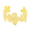 Flower Rack Plating Brass Open Cuff Bangles for Women BJEW-P322-05G-2