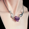 Both Hands Alloy with Nuggets Natural Amethyst Pendant Necklaces FS-WG3CF2D-01-2