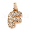 Brass Micro Pave Cubic Zirconia Pendants KK-C076-29F-G01-1