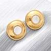 304 Stainless Steel Natural White Shell Stud Earrings EJEW-Z103-08G-1
