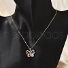 Brass Micro Pave Cubic Zirconia Butterfly Pendant Neckalces for Women NJEW-S448-09G-3