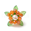 Glass with Round Shell Pearl and Acrylic Charms Pendants PALLOY-MZ00647-05-3