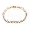 Brass Pave Clear Cubic Zirconia Teardrop Link Bracelets BJEW-B094-08G-1