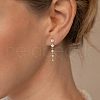 Flat Round Tassel Brass Micro Pave Clear Cubic Zirconia Stud Earrings FS-WG5D18E-01-2