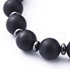 Natural Black Agate(Dyed) Beads Stretch Bracelets BJEW-JB05233-3