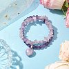 2pcs 2 Styles 6mm Round & Chip Natural Amethyst Beaded Stretch Bracelet Sets BJEW-TA00517-03-2