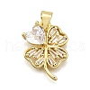 Rack Plating Brass Micro Pave Cubic Zirconia Pendants KK-K401-83G-1