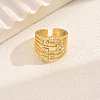 Brass Pave Cubic Zirconia Irregular Geometric Multi-layer Cuff Rings for Women IO9593-5
