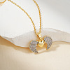 Elegant Fashion Brass Inlaid Cubic Zirconia Heart Wing Two-tone Necklace SS1837-3