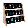 2-Tier Wood & Velvet Jewelry Set Display Stands ODIS-WH0329-79-7
