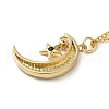 Golden Brass Crescent Moon Pendant Necklace with Rhinestone NJEW-Z015-01A-G-4