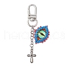 Evil Eye Glass Seed Loom & Cross Alloy Pendant Decoration HJEW-MZ00082-1