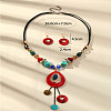 Cube & Ring & Teardrop Bohemian Acrylic Pendant Necklaces & Dangle Earrings Sets FS-WG635C7-01-2