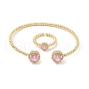Round Brass Micro Pave Cubic Zirconia Cuff Bangles & Rings Sets for Women SJEW-R002-01G-06-4