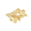 Brass Crystal Rhinestone Letter Links Connector Charms KK-S395-06G-E-2