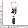 Natural & Synthesis Gemstone Beads with Alloy and Iron Rings Keychains KEYC-Q003-01-3