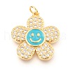 Brass Micro Pave Clear Cubic Zirconia Pendants KK-I683-05C-1