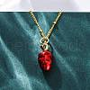 Brass FireBrick Enamel Pendant Necklaces for Women NJEW-K381-08C-G-2