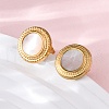 304 Stainless Steel Natural White Shell Stud Earrings EJEW-Z103-04G-02-3