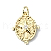 Star Theme Brass Micro Pave Clear Cubic Zirconia Pendants KK-H475-52G-01-1