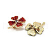 12Pcs 4 Colors Clover Alloy Rhinestone Brooches for Backpack Clothes JEWB-A033-09G-3
