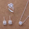 Brass with Crystal Rhinestone Pendant Necklace & Stud Earring & Ring FS-WG54E60-02-1
