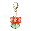 Flower Glass Pendant Decorations HJEW-MZ00218-02-2