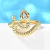 Brass Micro Pave Cubic Zirconia Cuff Rings for Women RJEW-D301-31G-5