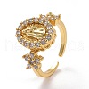 Clear Cubic Zirconia Oval with Jesus Open Cuff Ring KK-SZ0005-48-1