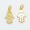 Palm Brass Micro Pave Cubic Zirconia Charms ZIRC-F017-04-2