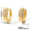 Elegant Brass Clear Cubic Zirconia Rectangle Hoop Earrings XT4885-2-4