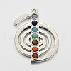 Platinum Plated Brass Gemstone Musical Note Pendants G-J264-03-3