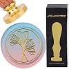 Brass Wax Seal Stamp with Wood Handle AJEW-WH0412-0347-1
