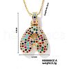 Brass Pave Colorful Cubic Zirconia Letter Pendant Box Chain Necklaces NU0575-1-1